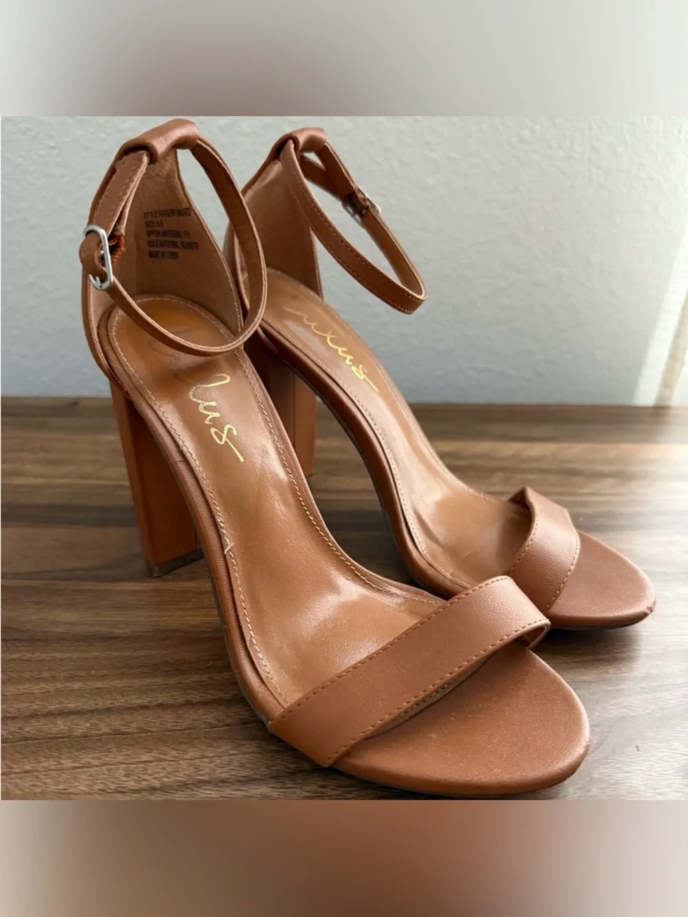 Taylor Camel Ankle Strap Heel Sandals